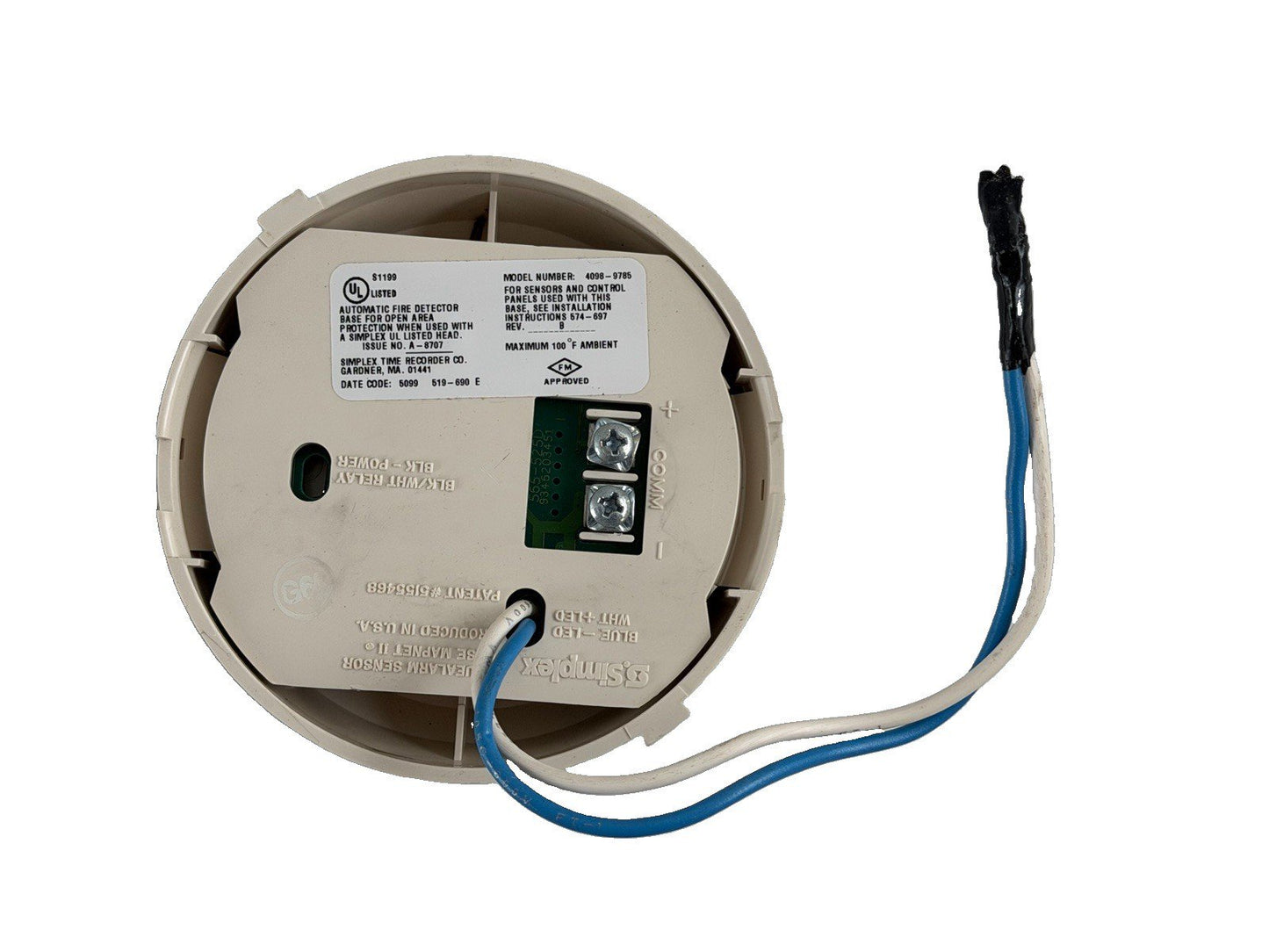 Simplex 4098-9701 Fire Alarm Smoke Detector Head + 4098-9785 Base