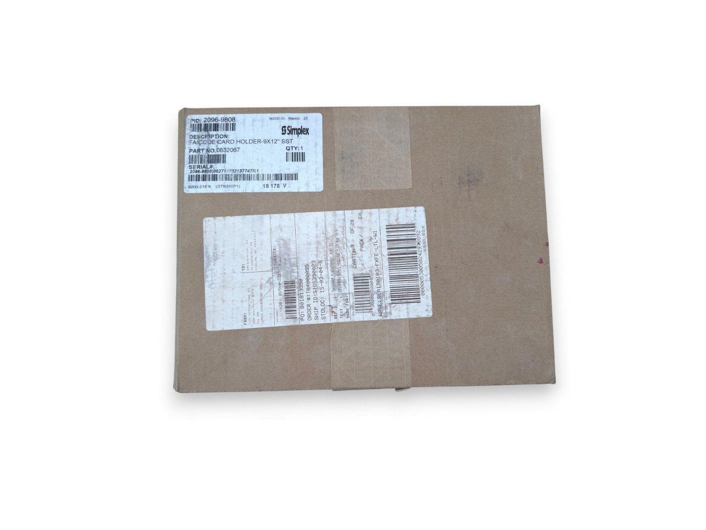 Simplex 2096-9808 FA/Code Card Holder 9x12" SST (NEW IN BOX)