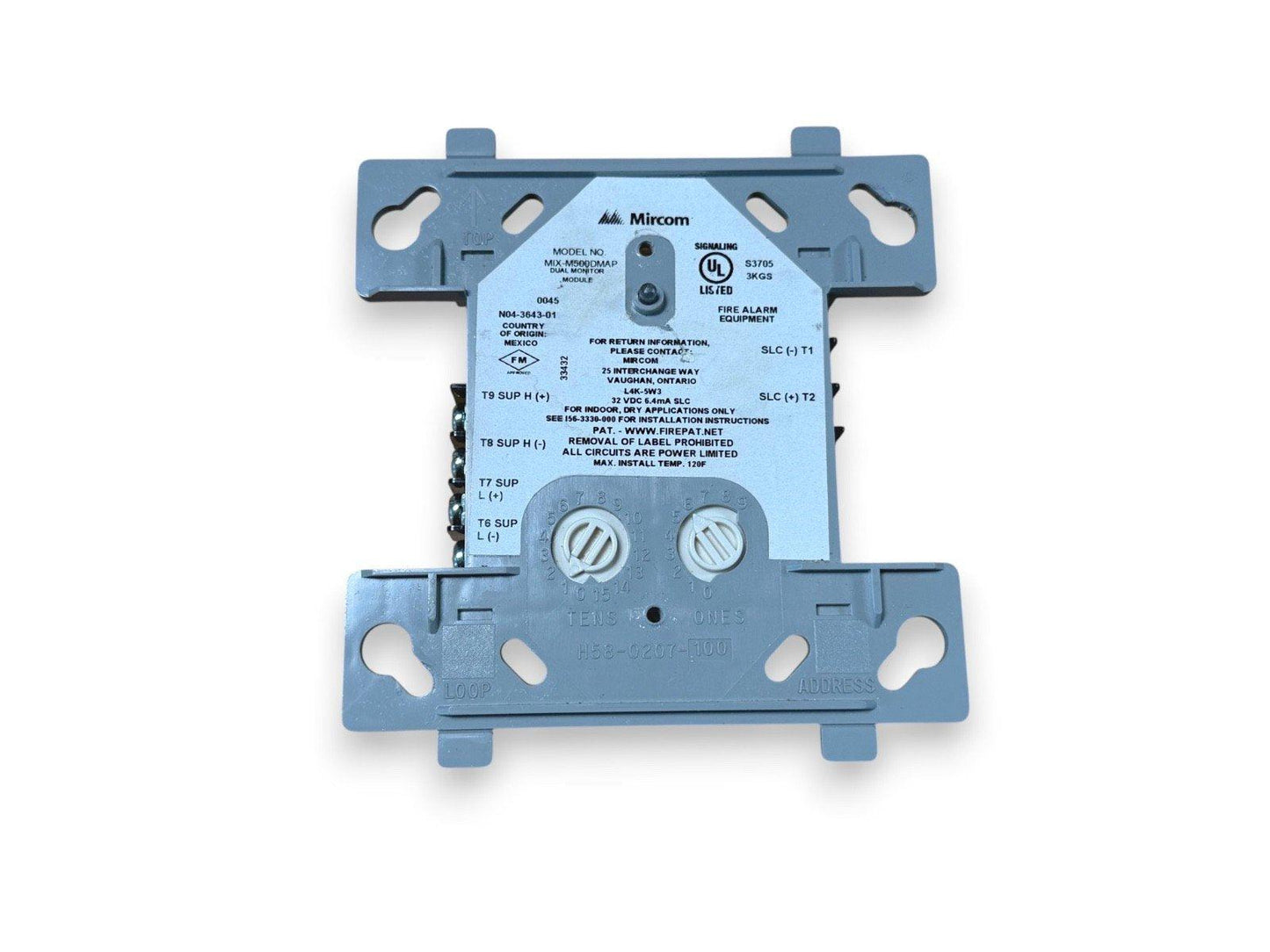 Mircom MIX-M500DMAP dual monitor fire alarm module with UL listed signaling, addressable settings