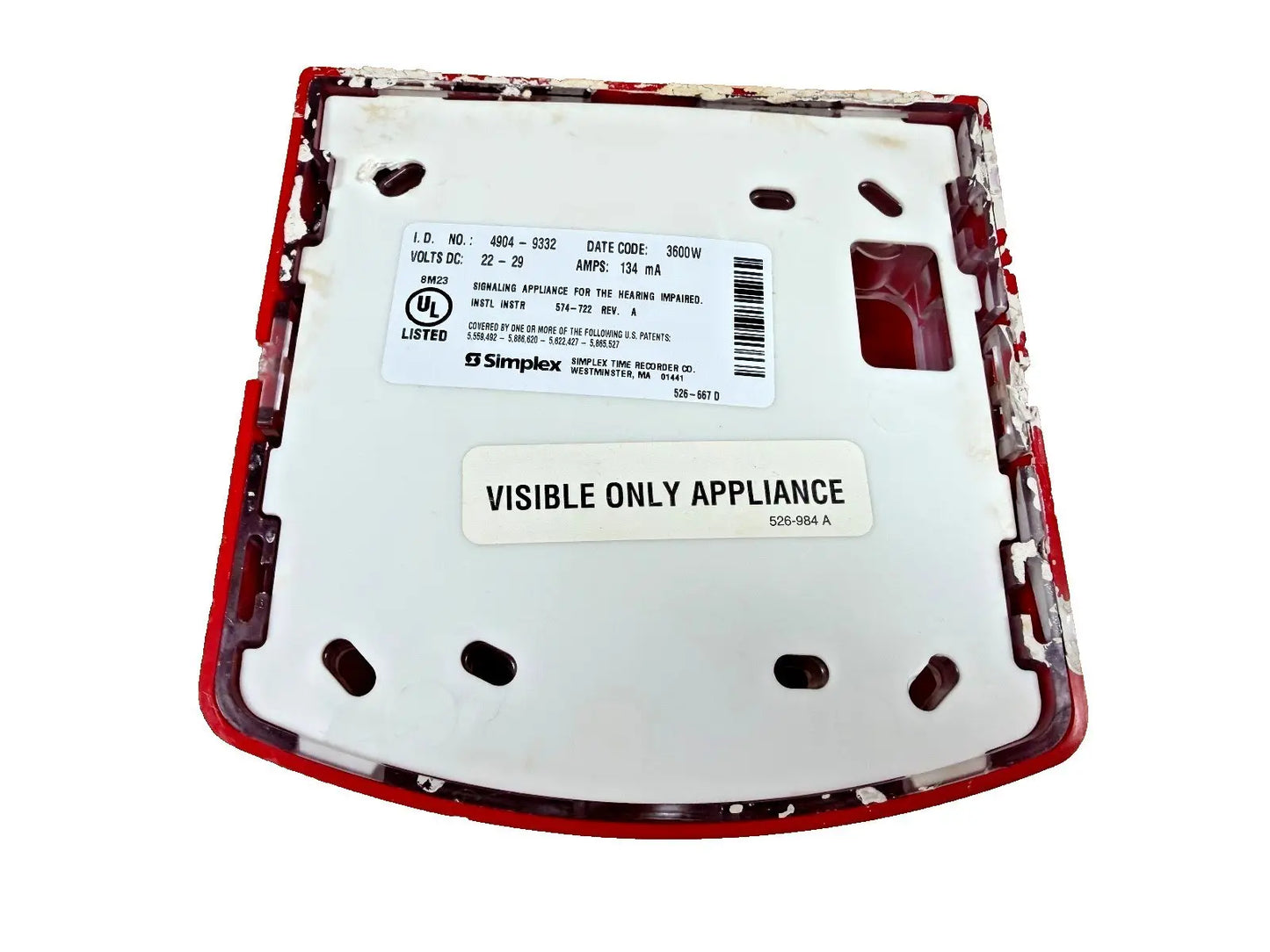 Simplex 4904-9332 Fire Alarm Strobe Wall Red (SmartSync) Simplex