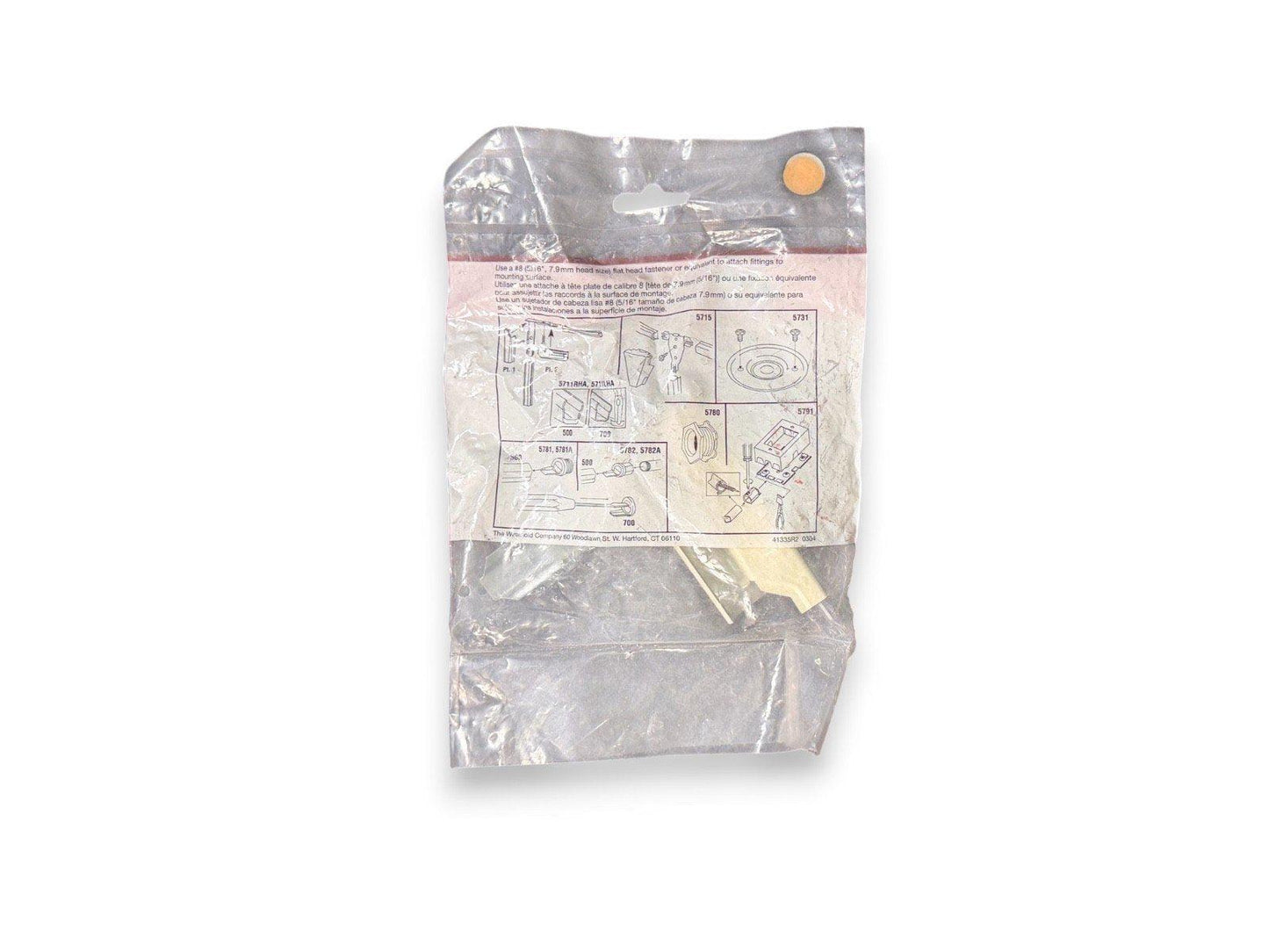 Fire alarm mounting hardware kit with installation diagrams in clear packaging