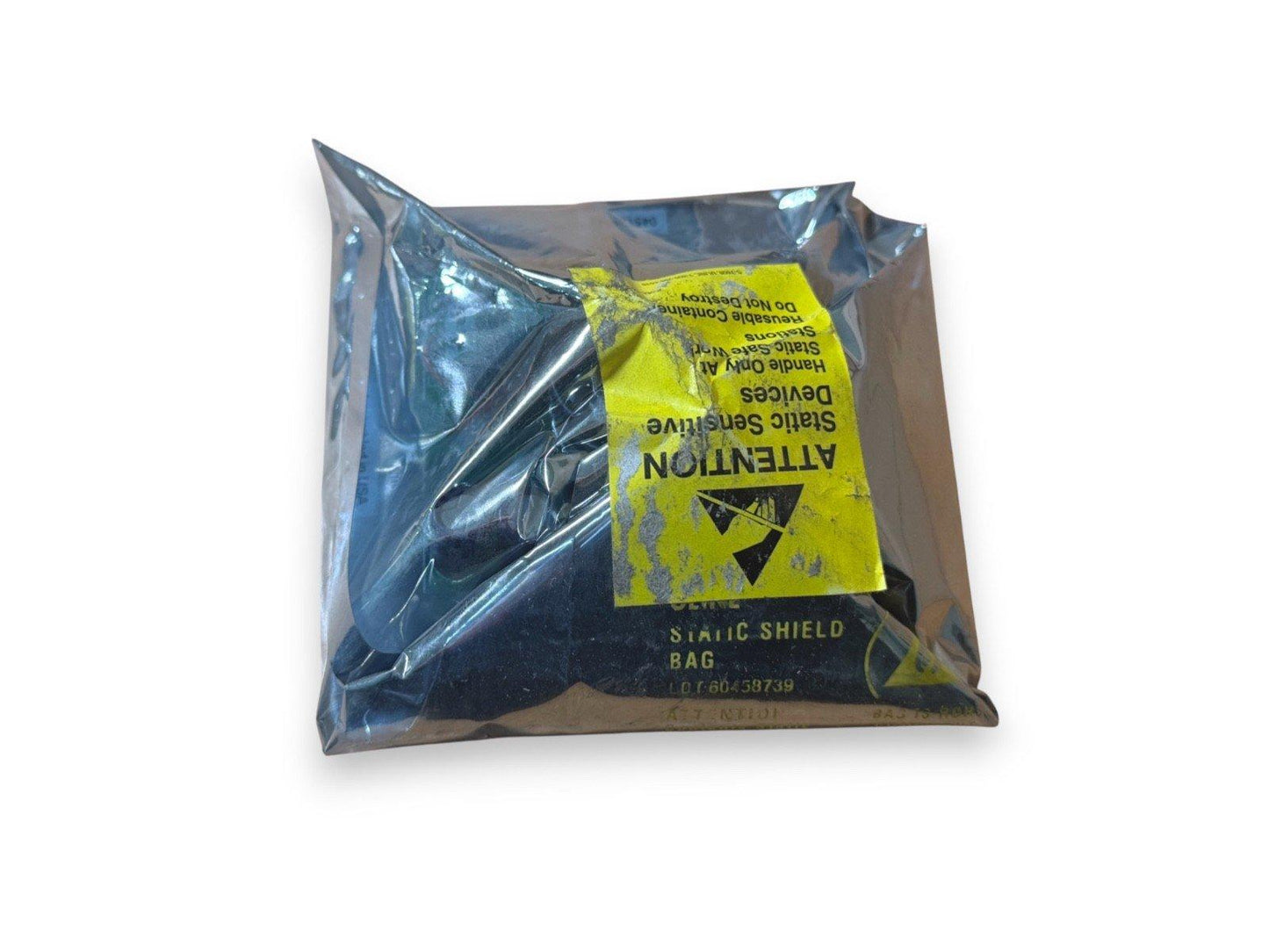 Static shield bag for fire alarm components, ESD safe packaging with warning label