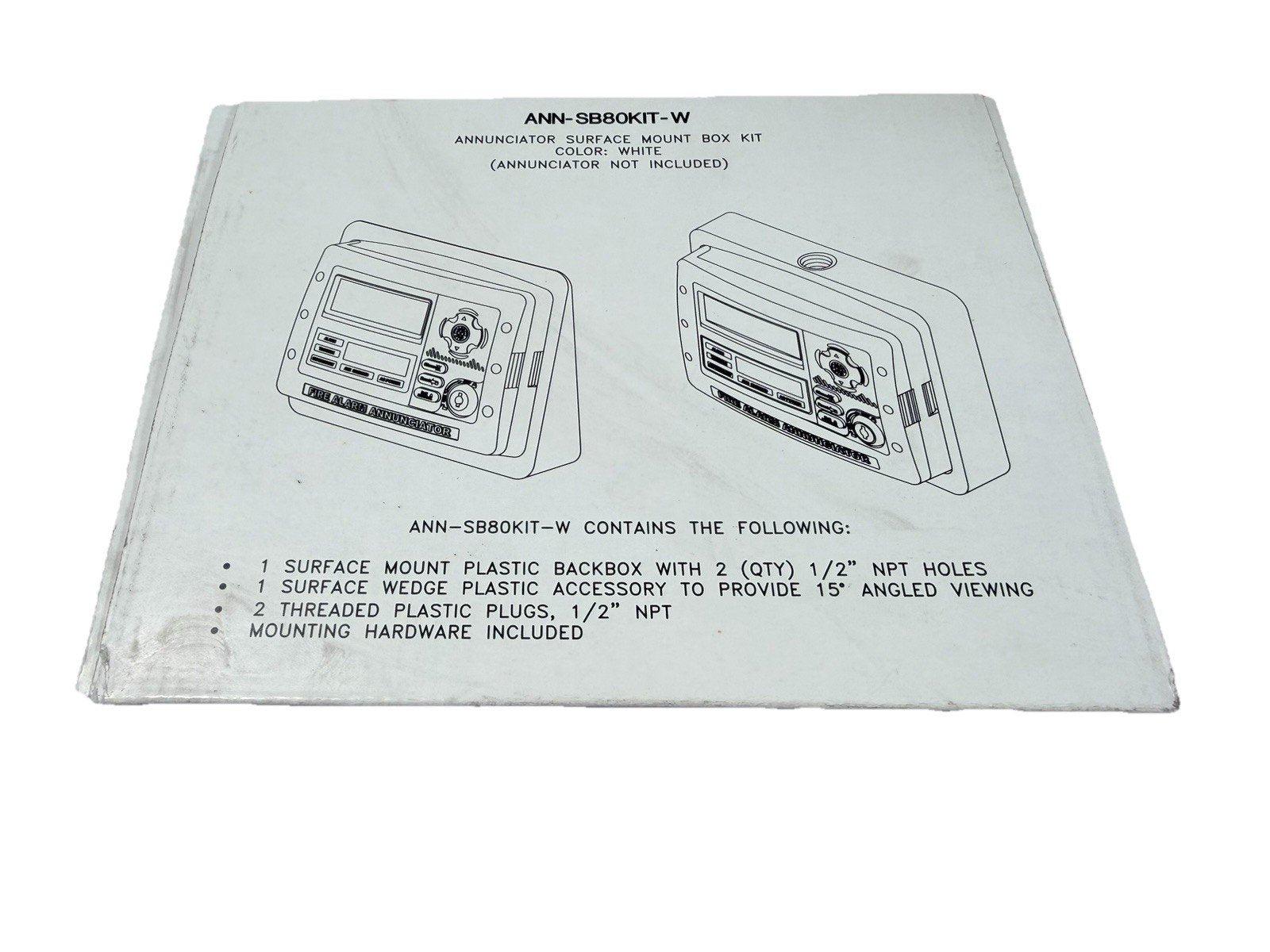 ANN-SB80KIT-W fire alarm annunciator surface mount box kit, white, with plastic backbox and hardware