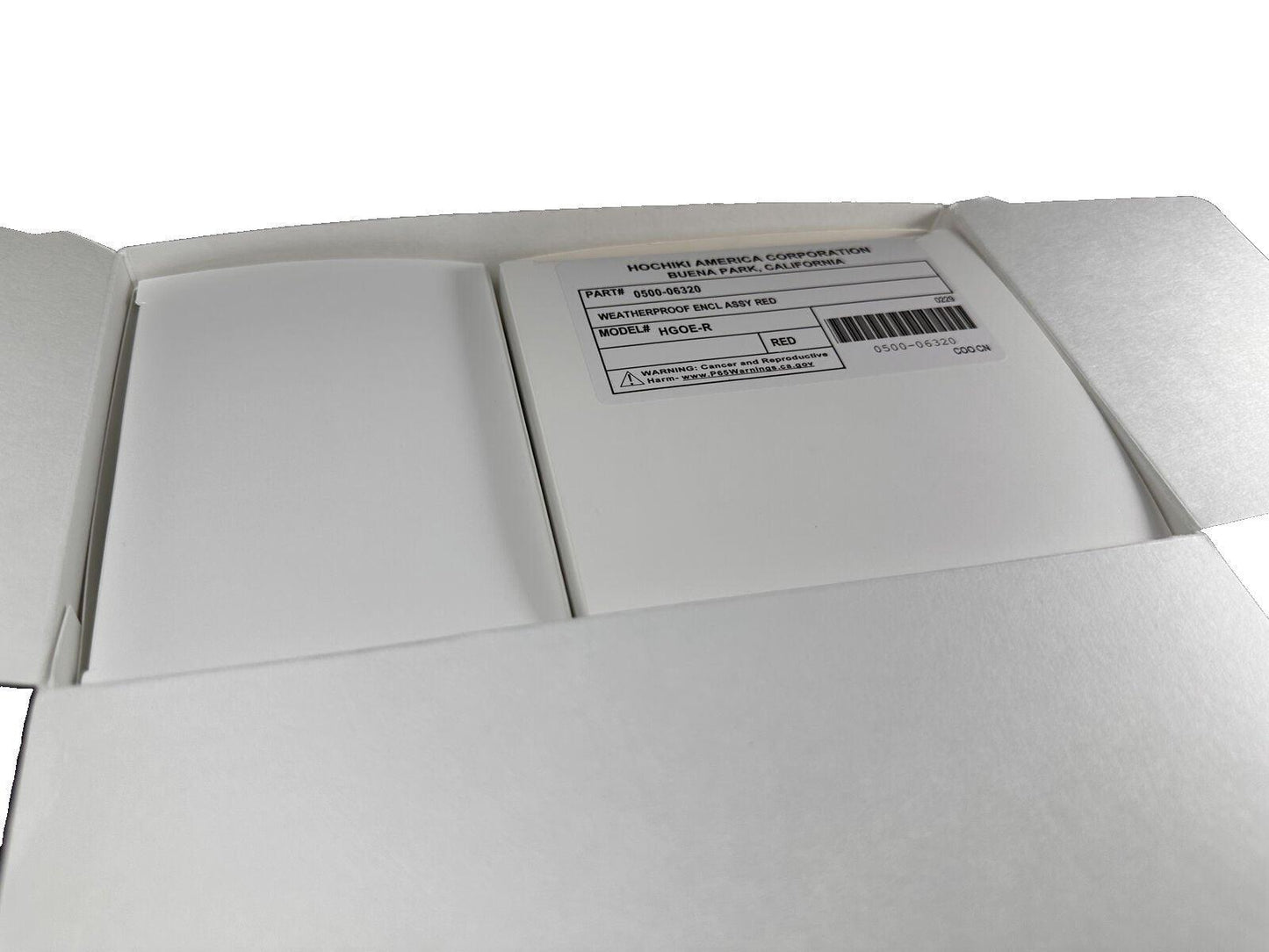 Hochiki weatherproof fire alarm enclosure, model HGOE-R, part #0500-06320, red, in white box