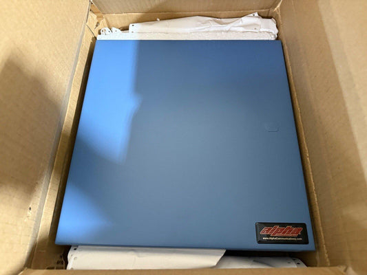 Blue Alpha fire alarm control panel in shipping box, new surplus equipment