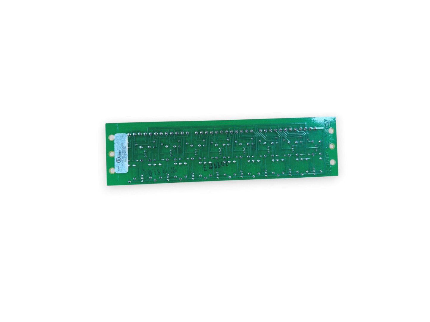 Green fire alarm control panel circuit board with UL certification label