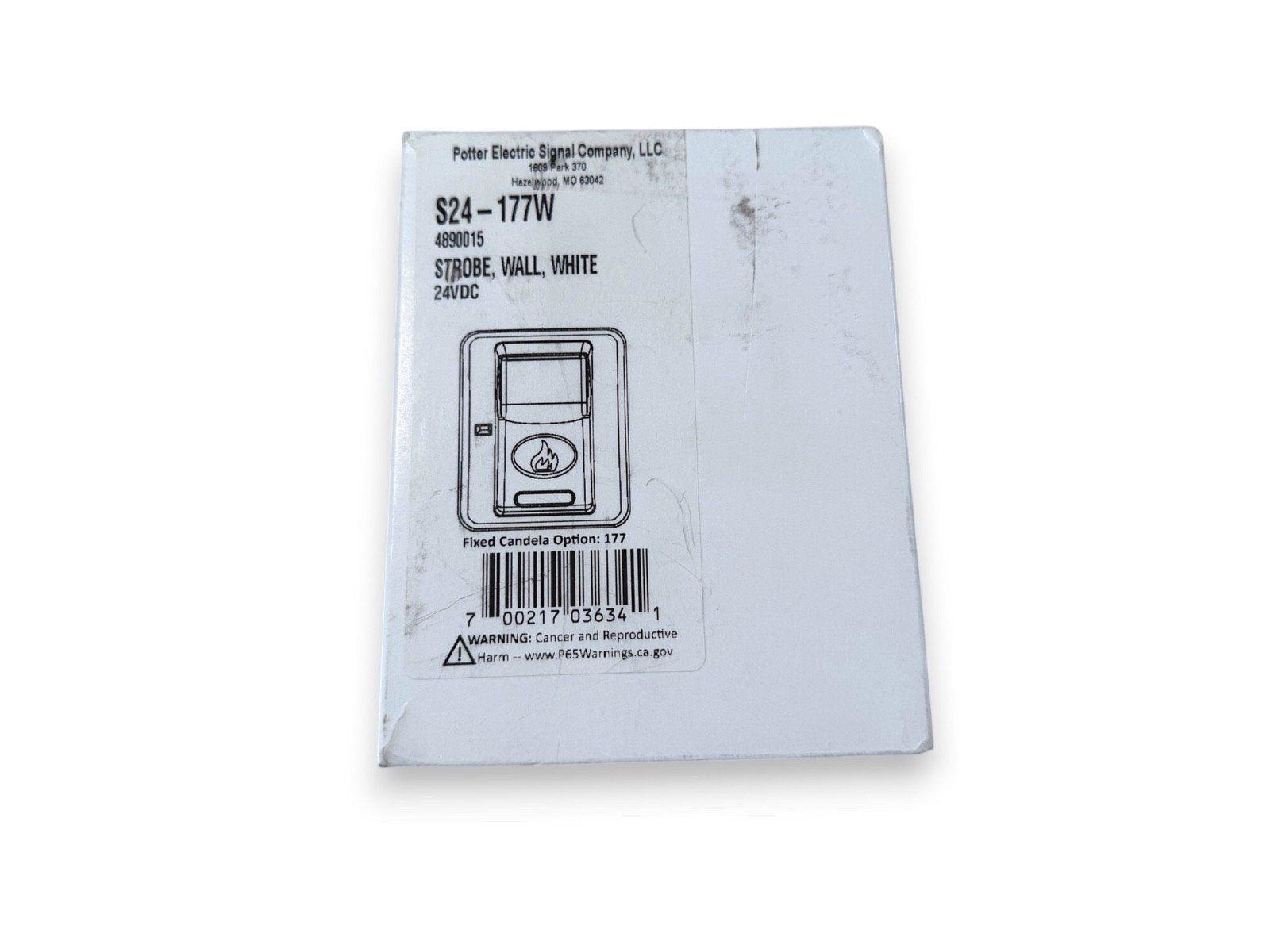 Potter S24-177W white wall strobe fire alarm, 24VDC, with fixed candela option for fire safety systems