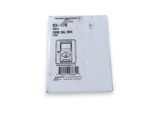 Potter S24-177W white wall strobe fire alarm, 24VDC, with fixed candela option for fire safety systems