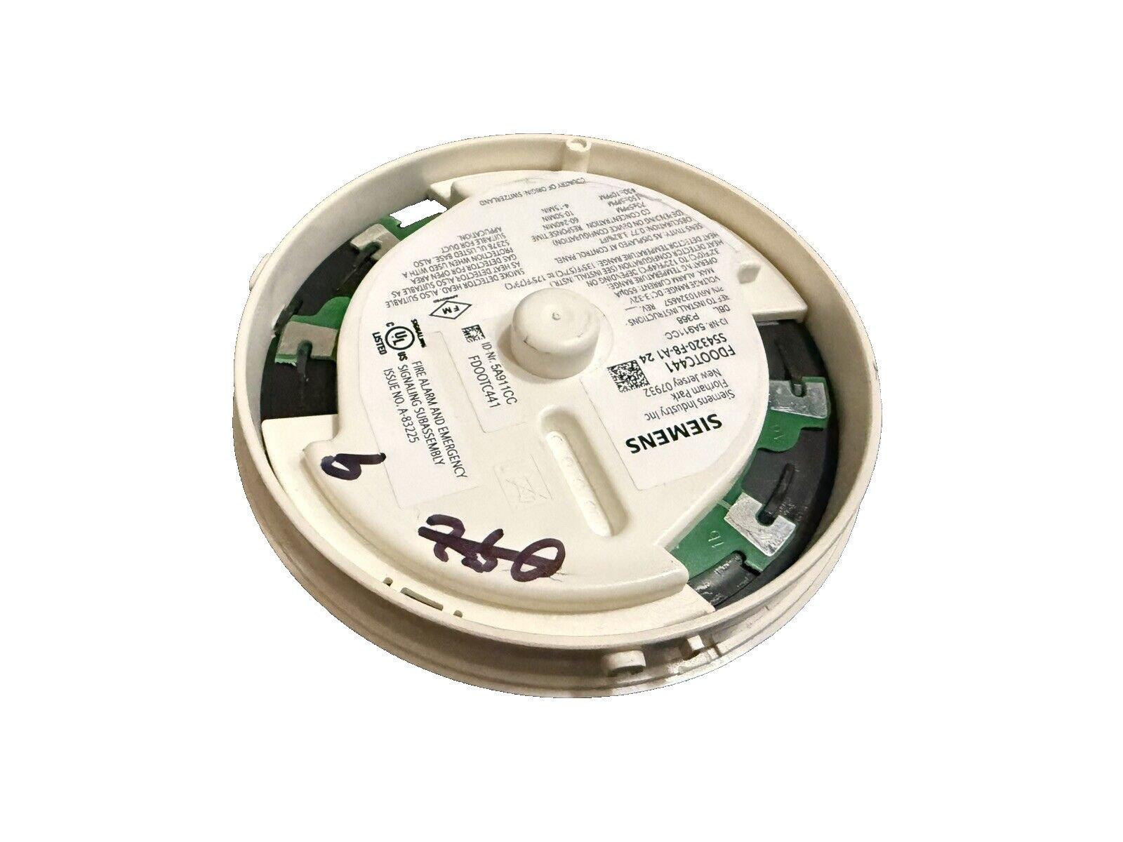 Siemens fire alarm smoke detector head, model FD00TC441, for emergency signaling and safety systems