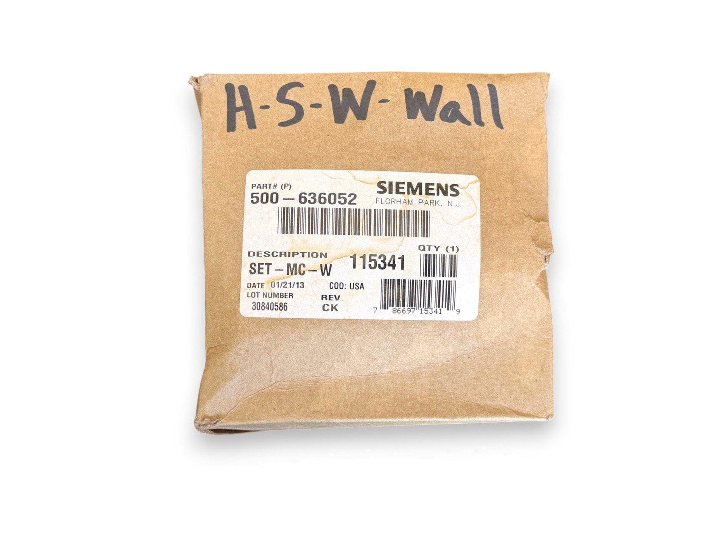 Siemens fire alarm part 500-636052 SET-MC-W in original packaging, labeled H-S-W-Wall