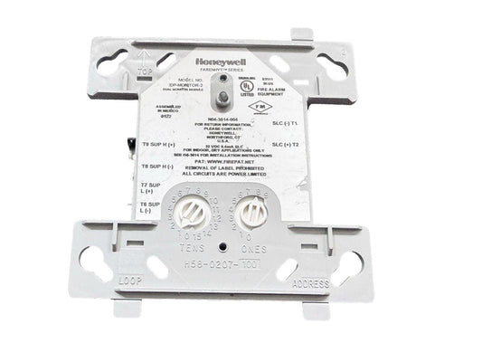 Honeywell Farenhyt fire alarm dual monitor module with address dials and UL listed label
