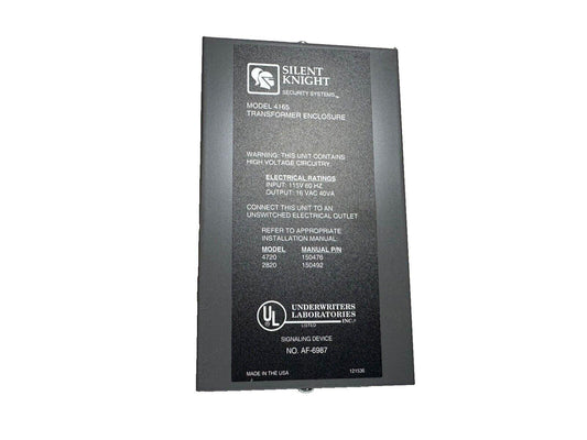 Silent Knight Model 4165 transformer enclosure for fire alarm systems, UL listed, made in USA