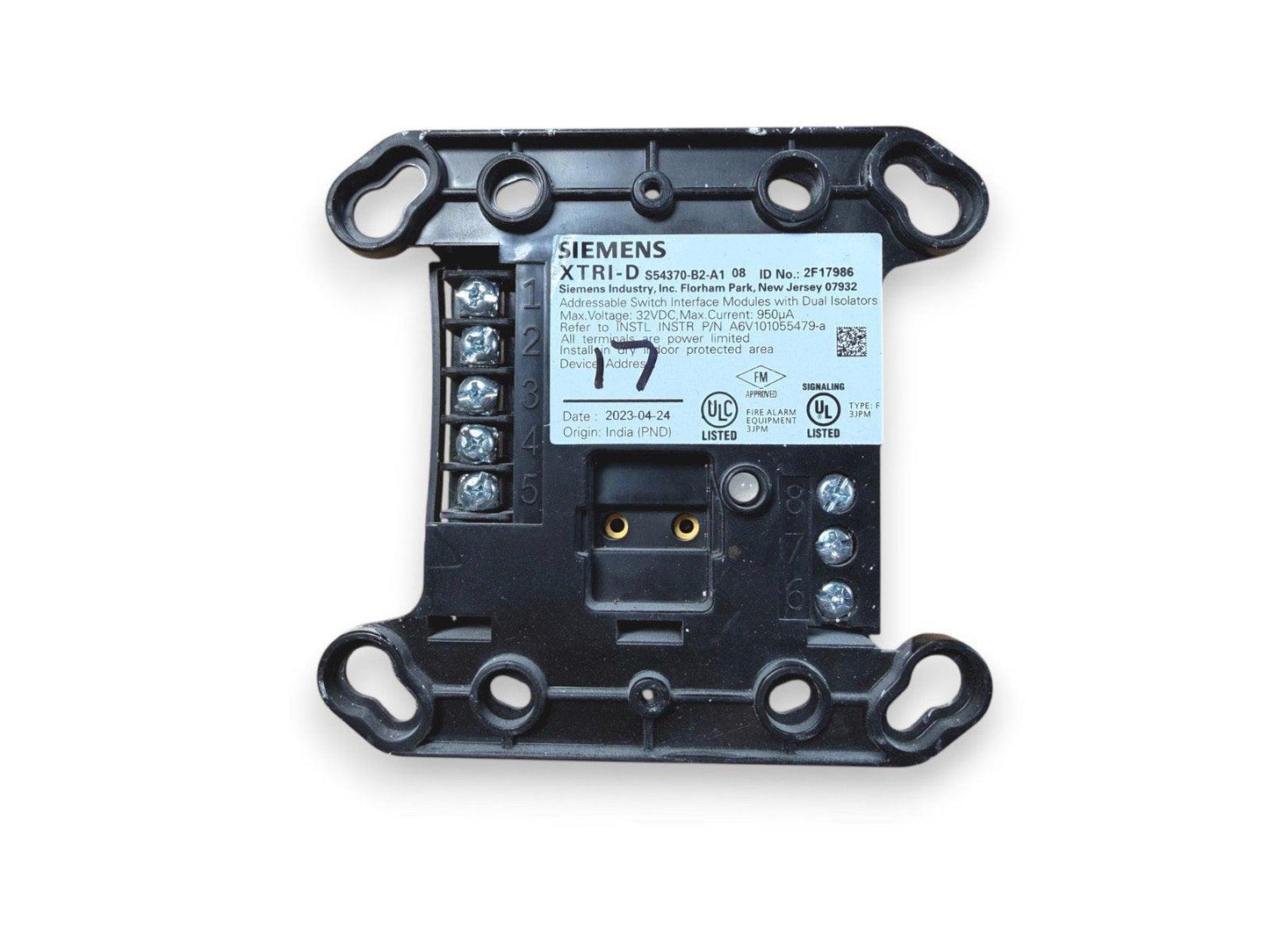 Siemens XTRI-D fire alarm switch interface module with dual isolators, UL listed, for commercial fire safety systems