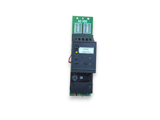 AE-30U fire alarm control module with strobe circuit and 2A fuse, used in commercial fire safety systems