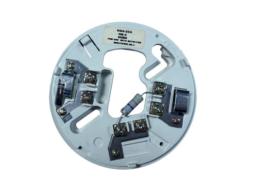 Fire alarm base NS4-224 HB-5 with terminal connections and resistor for detector identifier HD-3