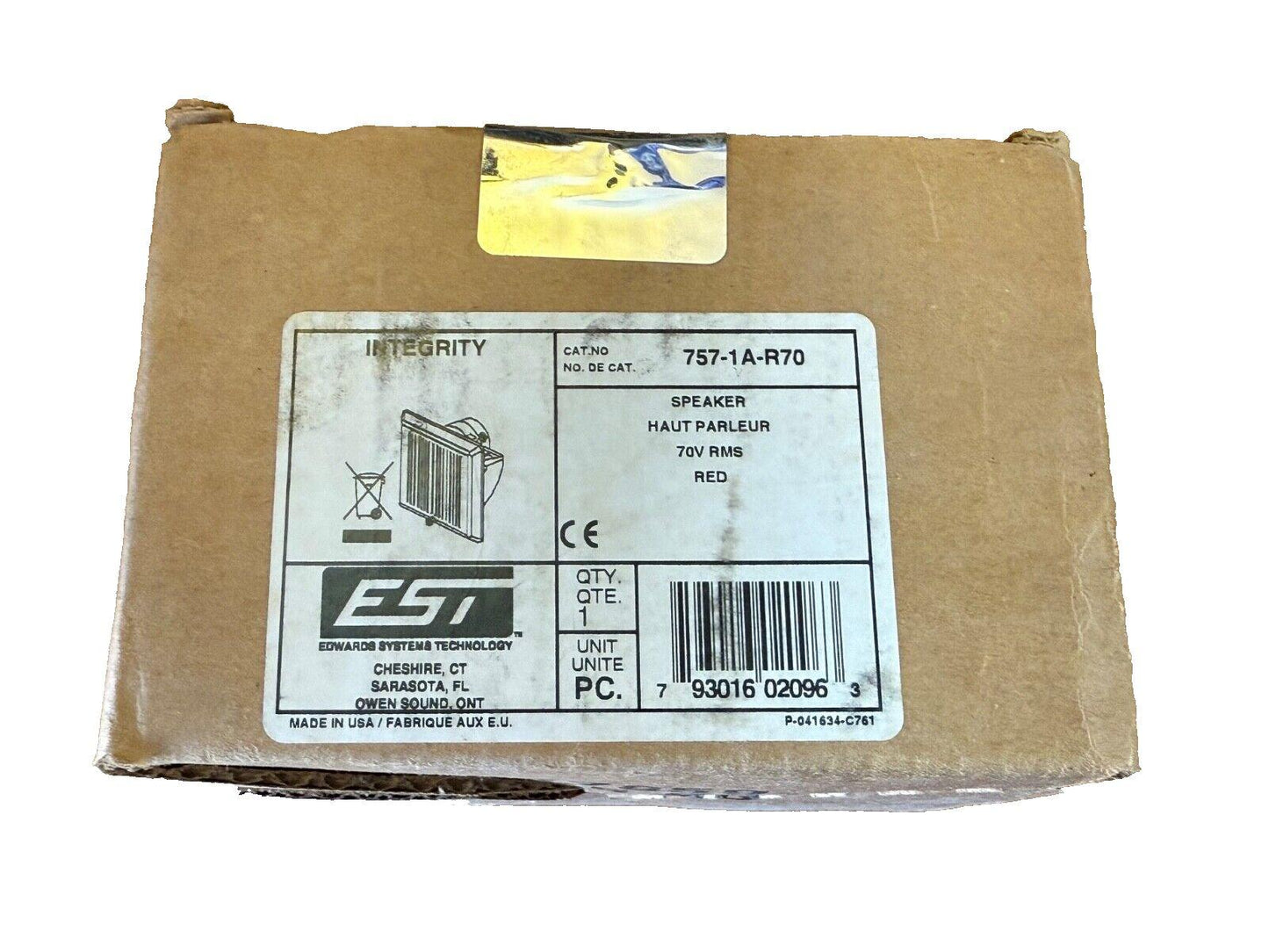 EST Edwards 757-1A-R70 Fire Alarm Speaker Wall Red (NEW IN BOX)