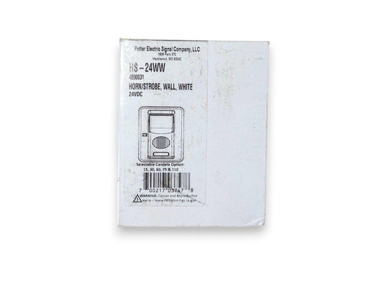Potter HS-24WW wall-mounted fire alarm horn/strobe, 24VDC, white, with selectable candela options