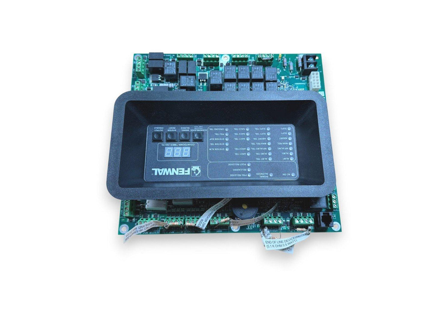 Fenwal fire alarm control panel with digital display and circuit board for commercial fire safety systems