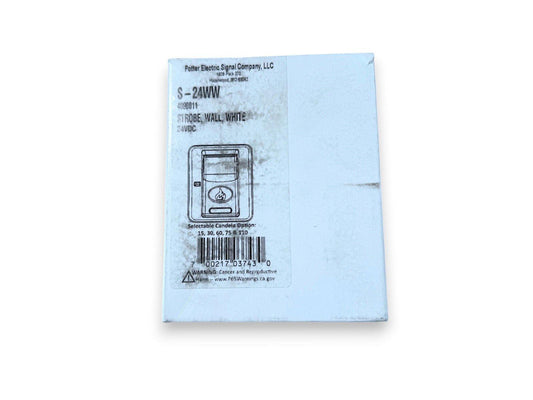 Potter S-24WW white wall strobe fire alarm, 24VDC, selectable candela options for fire safety systems