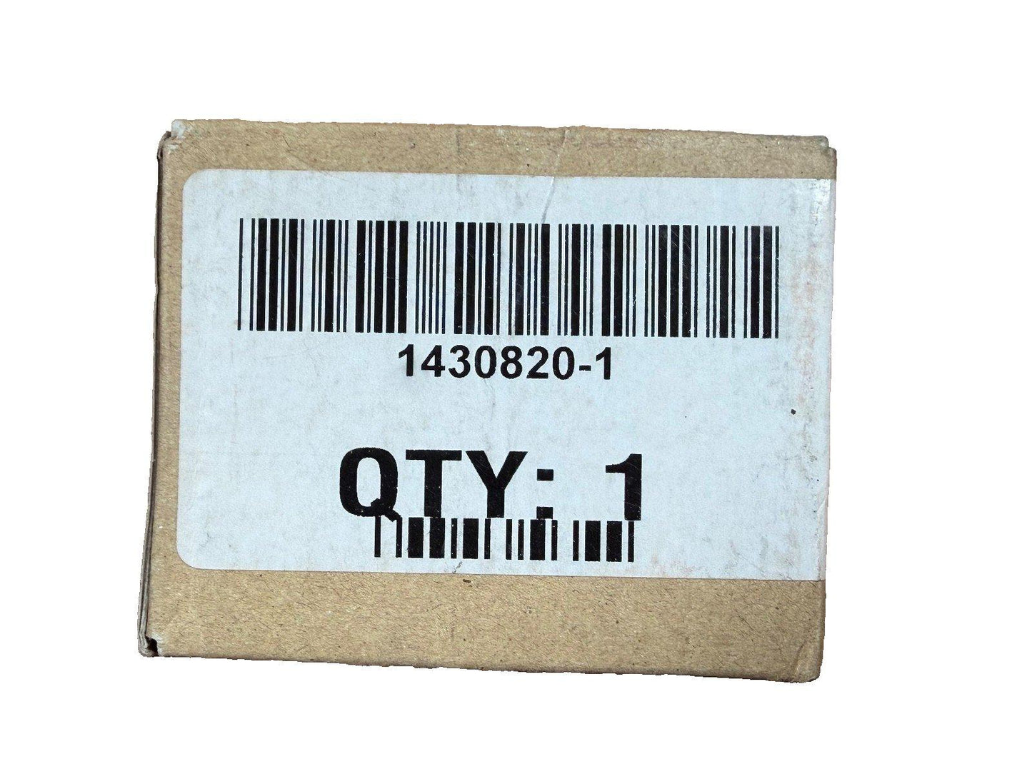 Fire alarm equipment box with barcode 1430820-1, quantity 1, for new or used fire safety parts