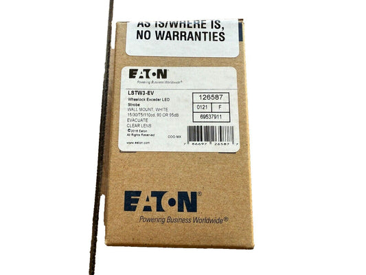 Eaton LSTW3-EV Wheelock Exceder LED strobe fire alarm, wall mount, white, clear lens, no warranties
