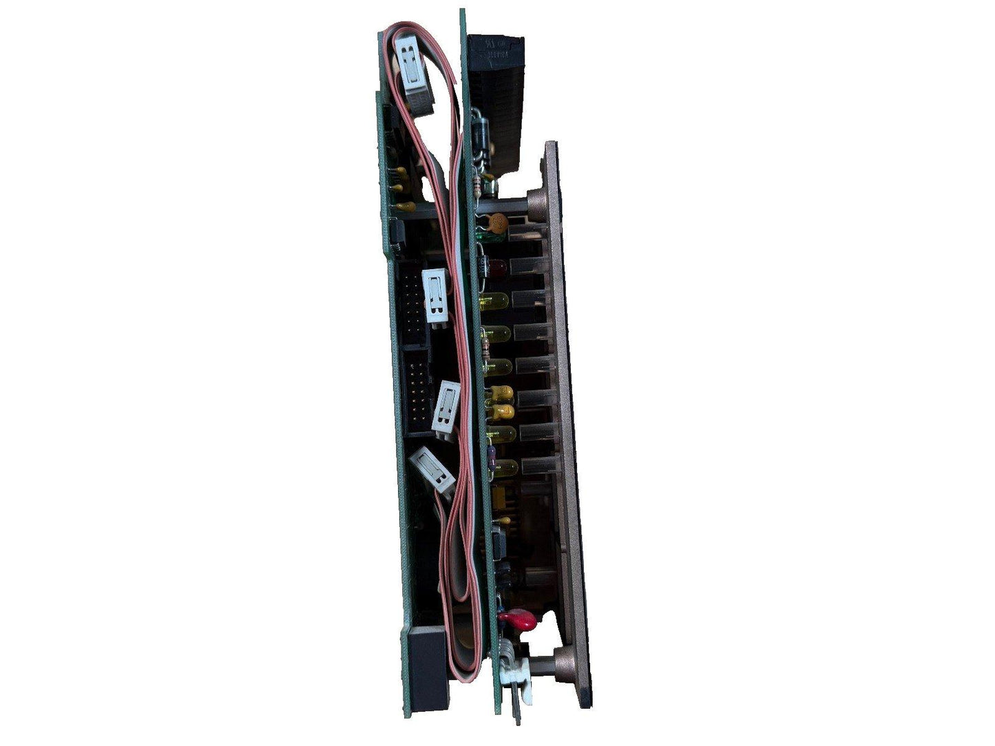 Fire alarm control panel circuit board with wiring and connectors for commercial security systems