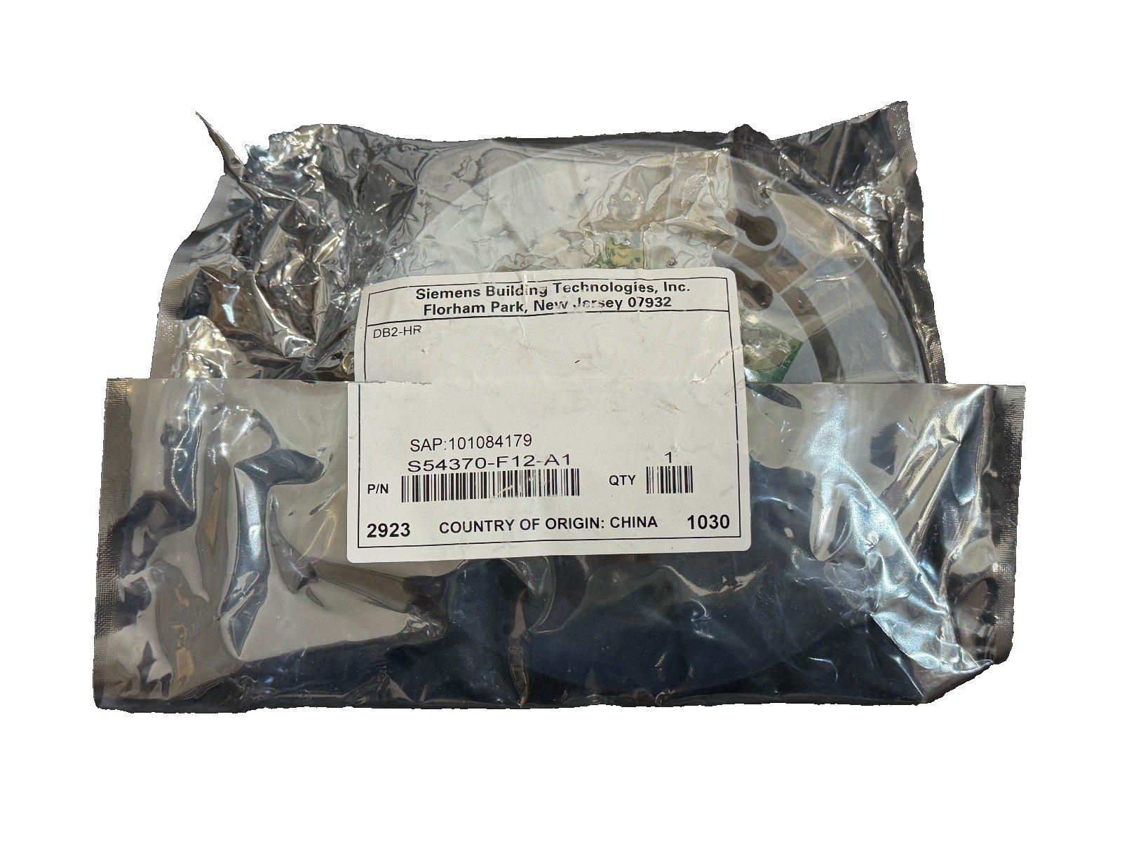 Sealed Siemens fire alarm component S54370-F12-A1 in anti-static packaging, new surplus equipment
