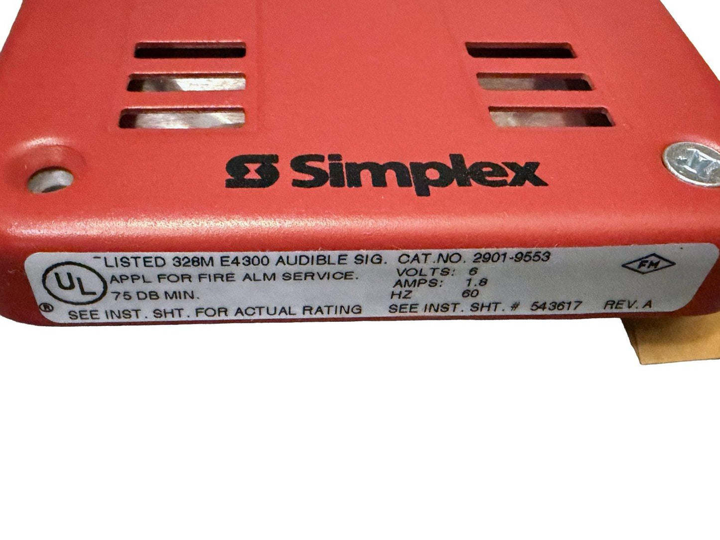 Simplex 2901-9553 Fire Alarm Horn 6 VAC Red (NEW IN BOX)