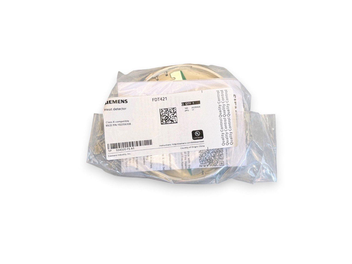 Siemens FDT421 heat detector in sealed packaging, Class-X compatible fire alarm device