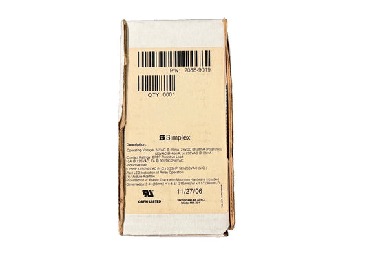 Simplex 2088-9019 Fire Alarm Four-Position DPDT Relay (NEW IN BOX)