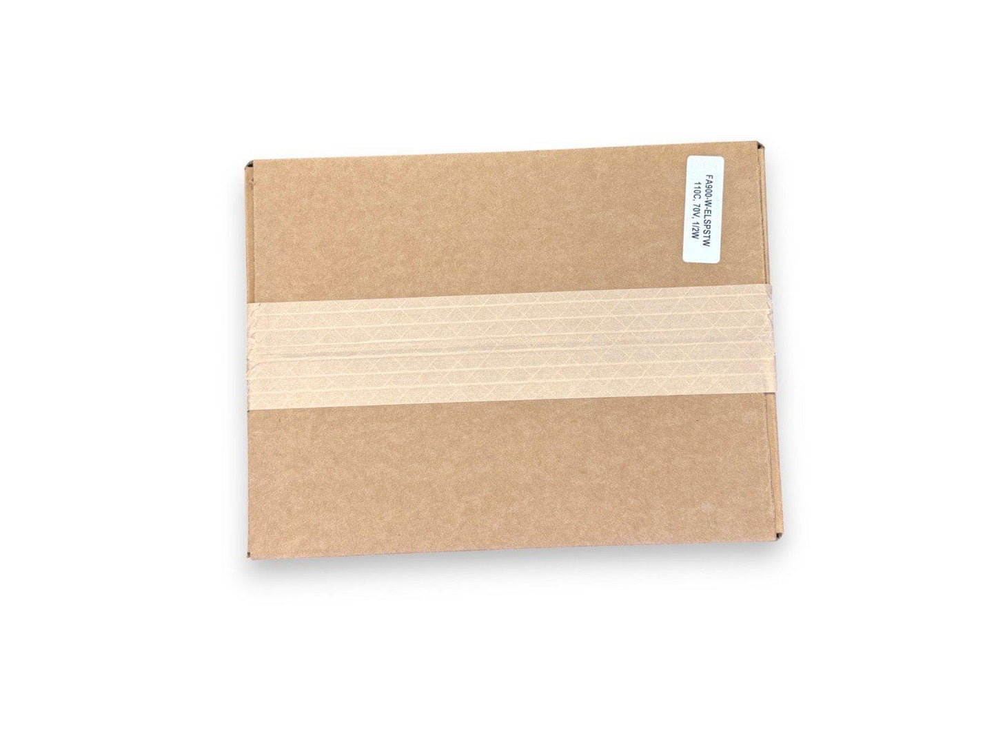 Sealed cardboard box with fire alarm equipment label, ready for shipping