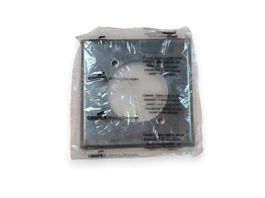 Eaton Cooper 93233 Wallplate 2G Sgl Recp 2.4688"Hole Std SS (NEW IN BOX) Eaton