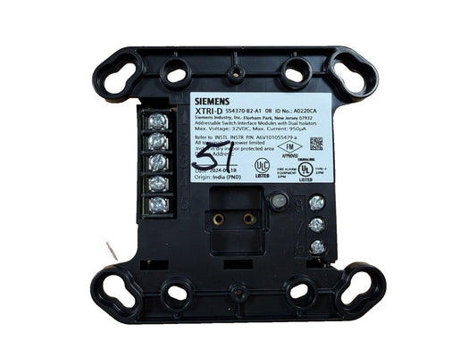 Siemens XTRI-D fire alarm switch interface module with dual isolators, UL listed, for commercial fire safety systems