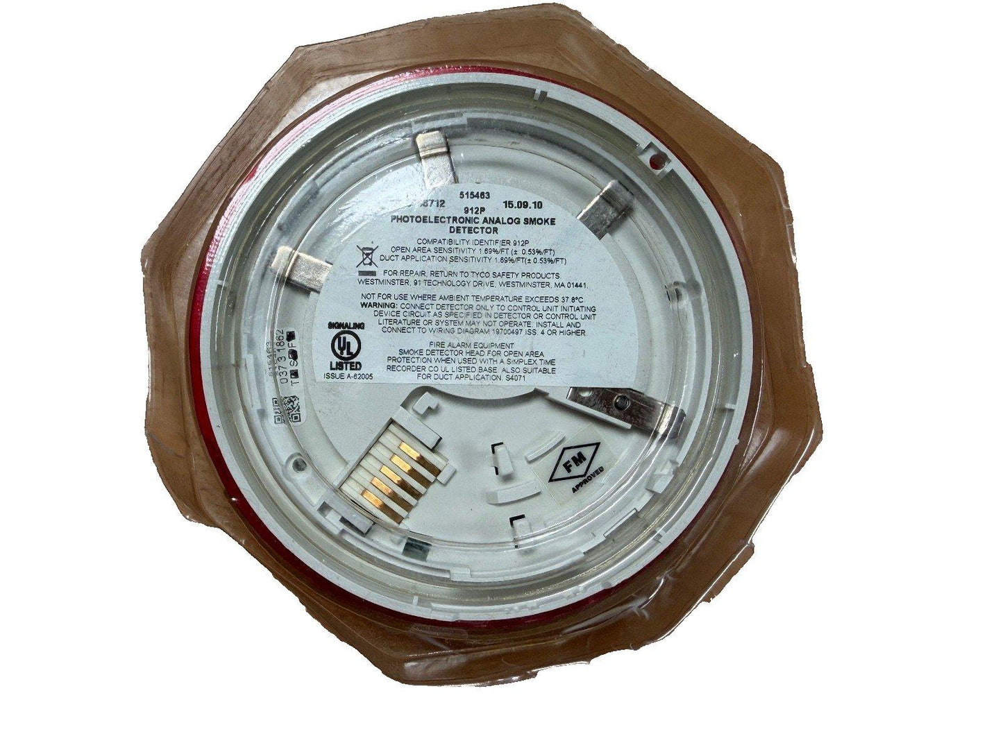 Photoelectric analog smoke detector for fire alarm systems, UL listed, FM approved, with wiring terminals