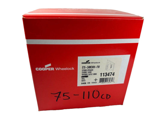 Cooper Wheelock E70-24MCWH-FW strobe speaker fire alarm device in red packaging
