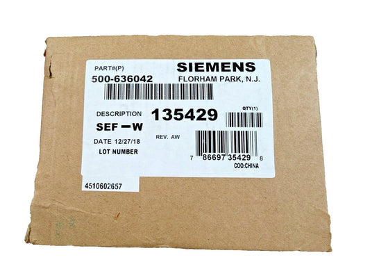 Siemens SEF-W fire alarm component in original packaging, part #500-636042, made in China