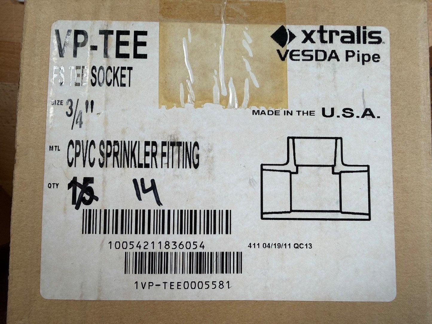 Xtralis VESDA VP-TEE FS Tee Socket CPVC Sprinkler Fitting LOT OF 14 UNITS