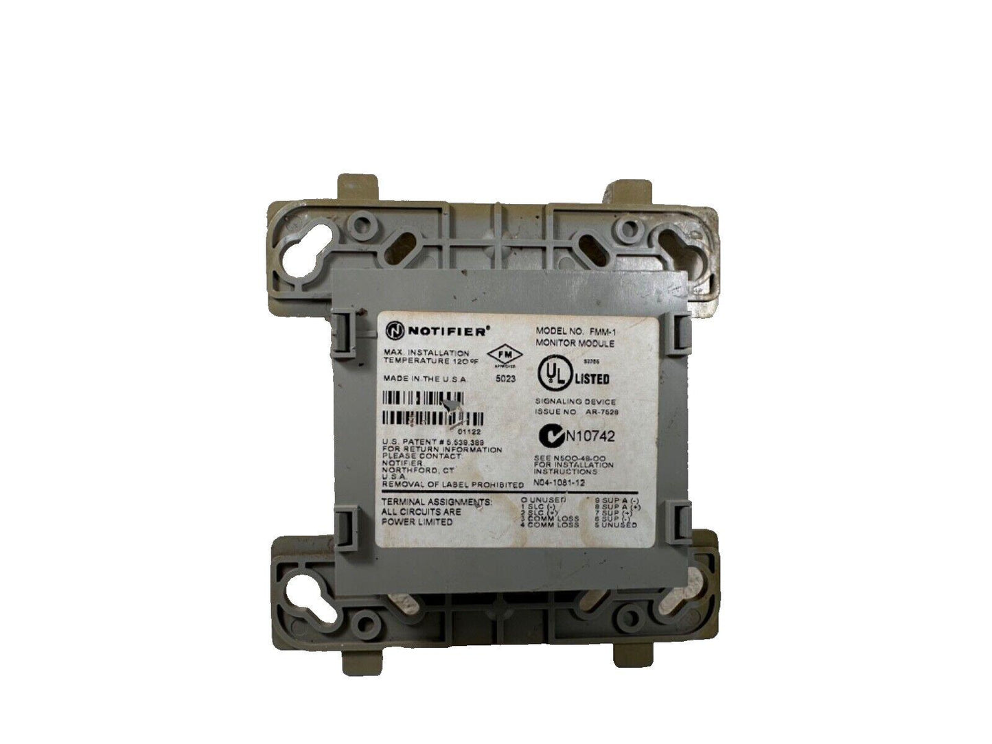 Notifier FMM-1 Monitor Module for fire alarm systems, UL listed, made in USA