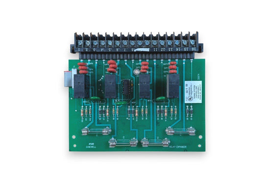 Fire alarm relay expander circuit board with terminal block and UL listed components