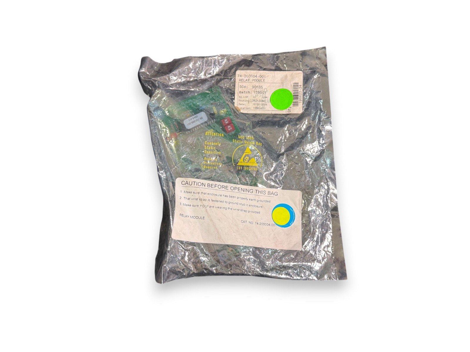 Relay module in static shield bag, fire alarm equipment part, CAT NO 74-200004-001