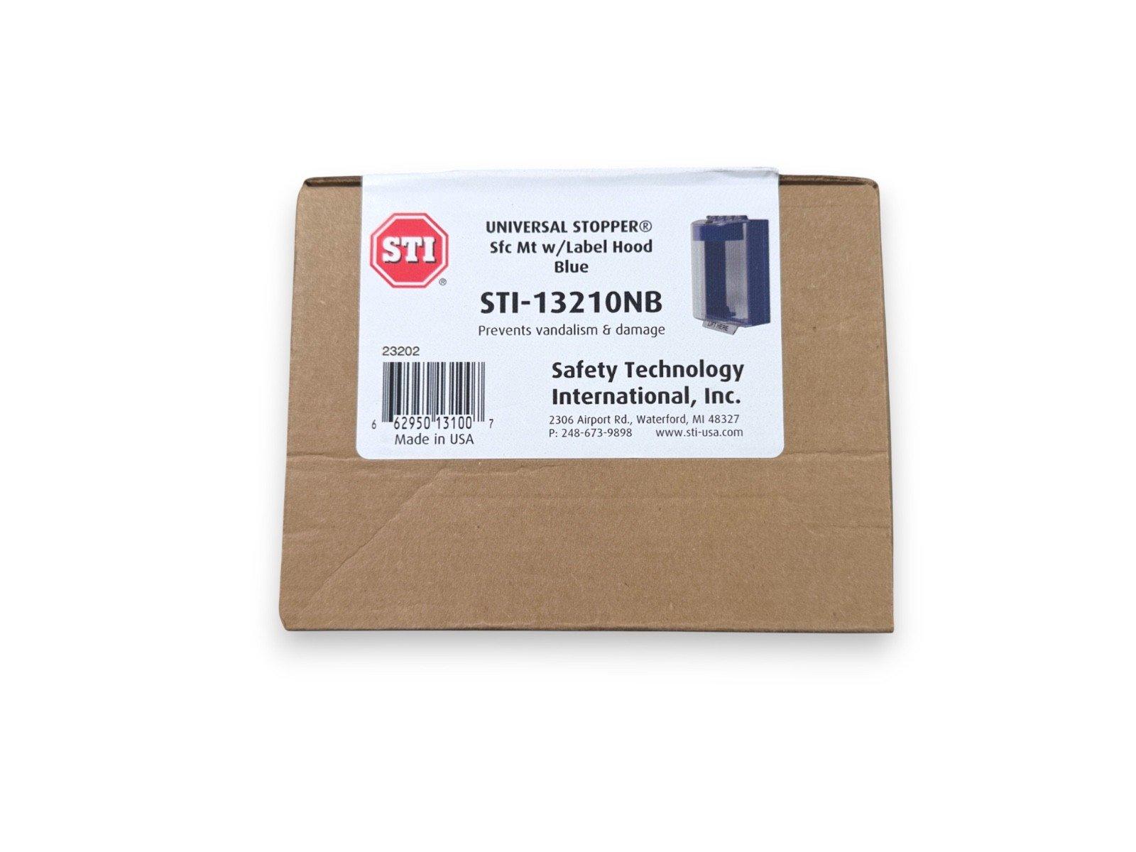 STI-13210NB Universal Stopper blue label hood fire alarm accessory box, prevents vandalism, made in USA