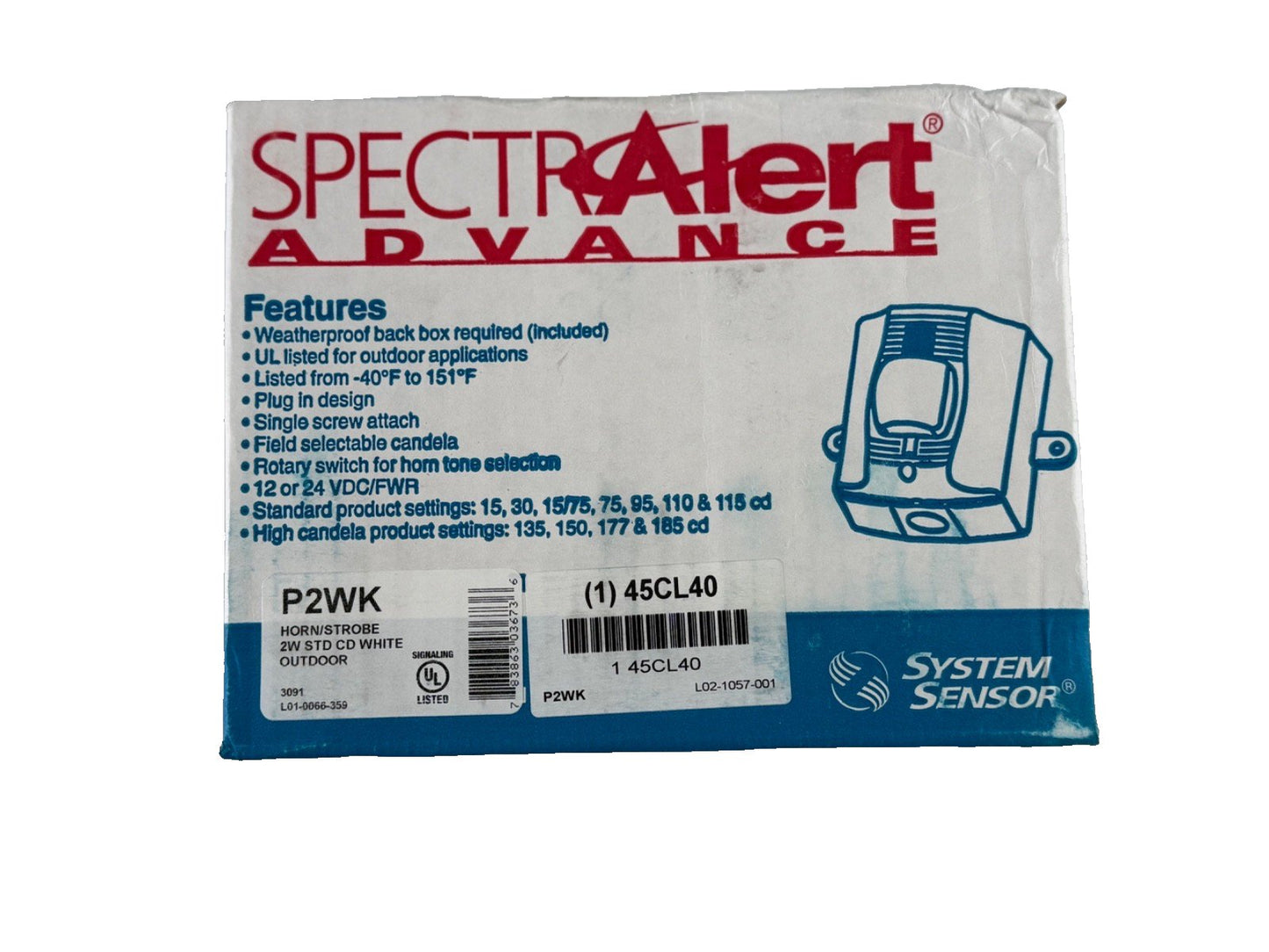 System Sensor P2WK Fire Alarm Horn Strobe Outdoor White (NEW IN BOX)
