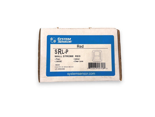 System Sensor SRL-P red wall strobe, 2-wire indoor fire alarm device with clear lens