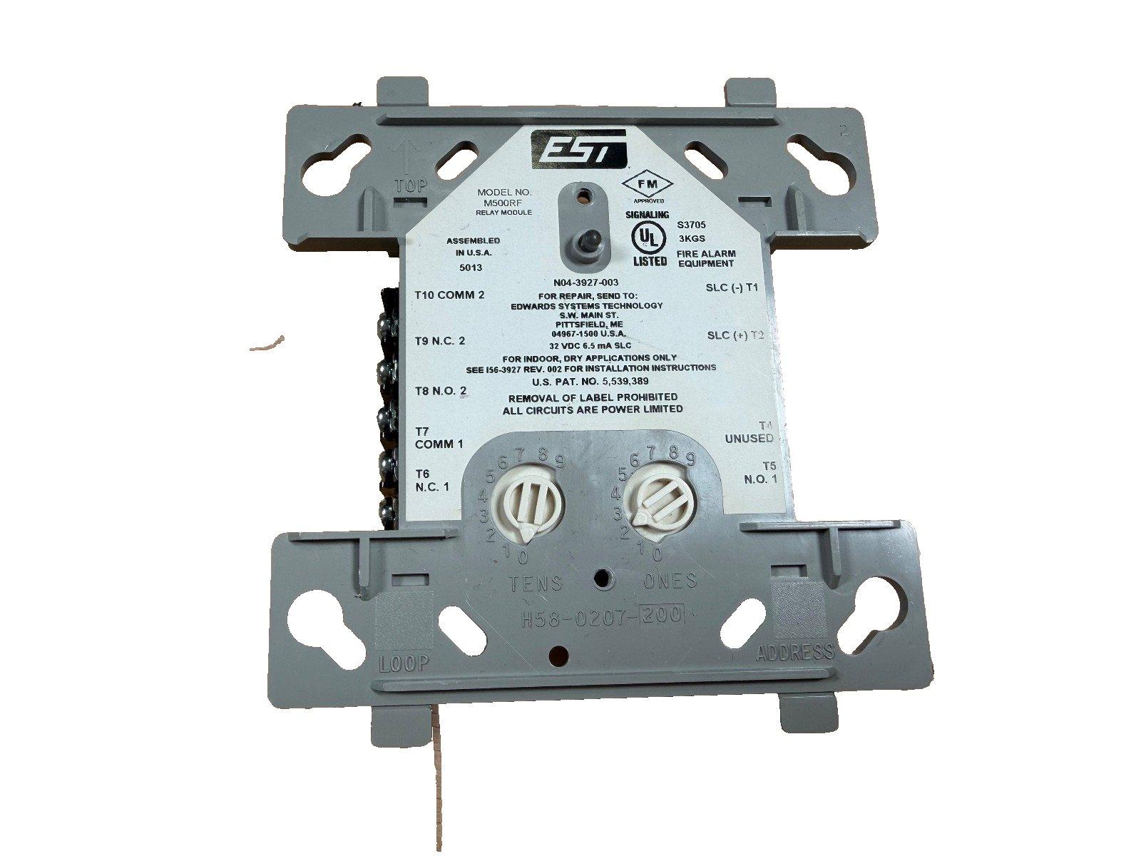 EST M500RF fire alarm relay module with UL listed signaling, addressable inputs, and power-limited circuits