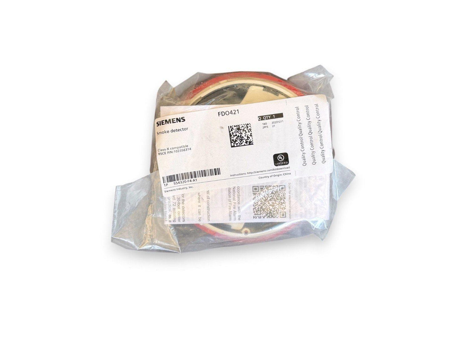 Siemens FDO421 smoke detector, Class-X compatible, UL certified, in sealed packaging for fire alarm systems