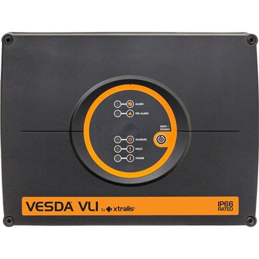 VESDA VLI fire alarm control panel by xtralis, IP66 rated, with alarm and power indicators