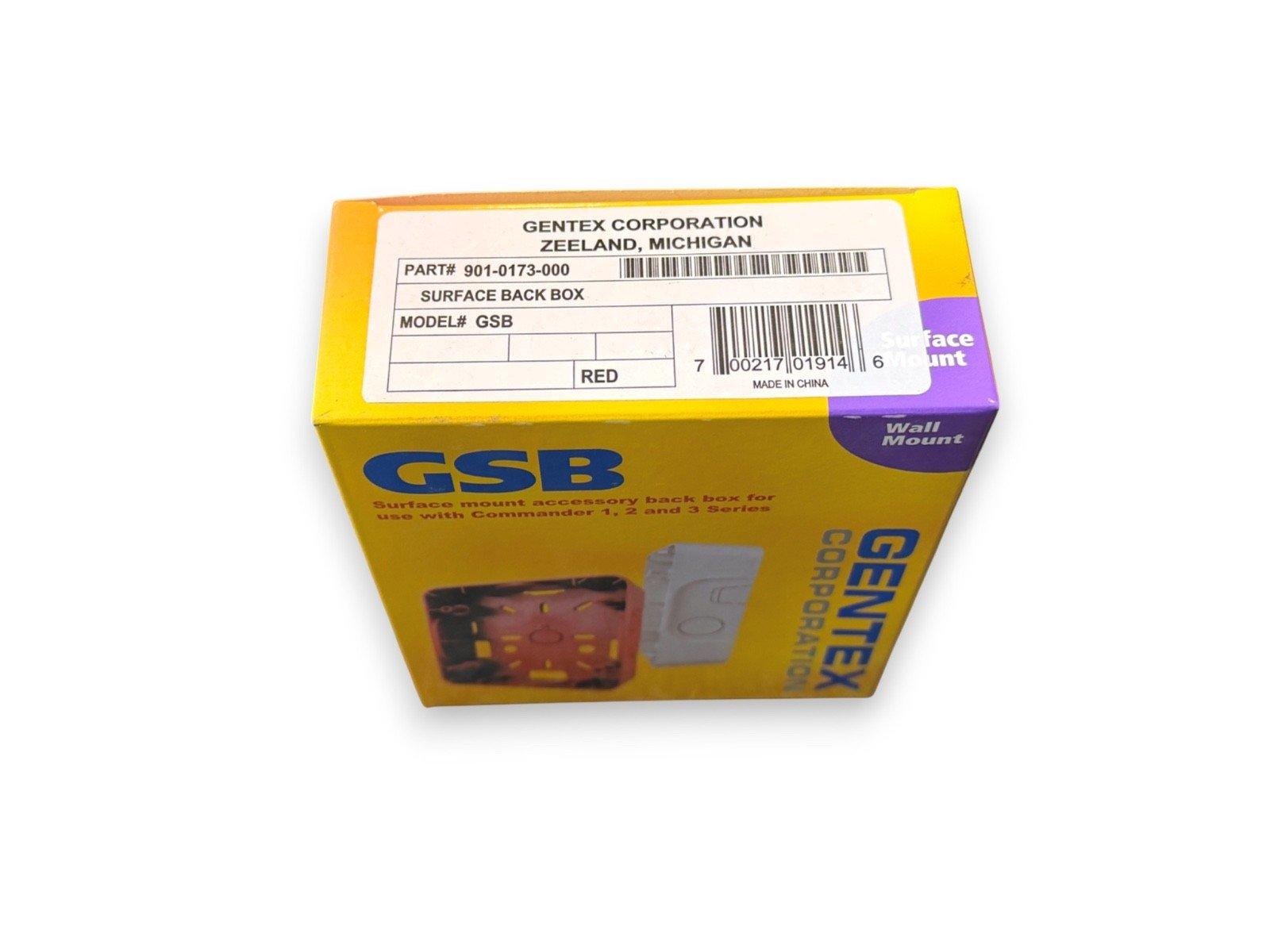 Gentex GSB surface mount back box for fire alarm systems, red, Commander Series compatible