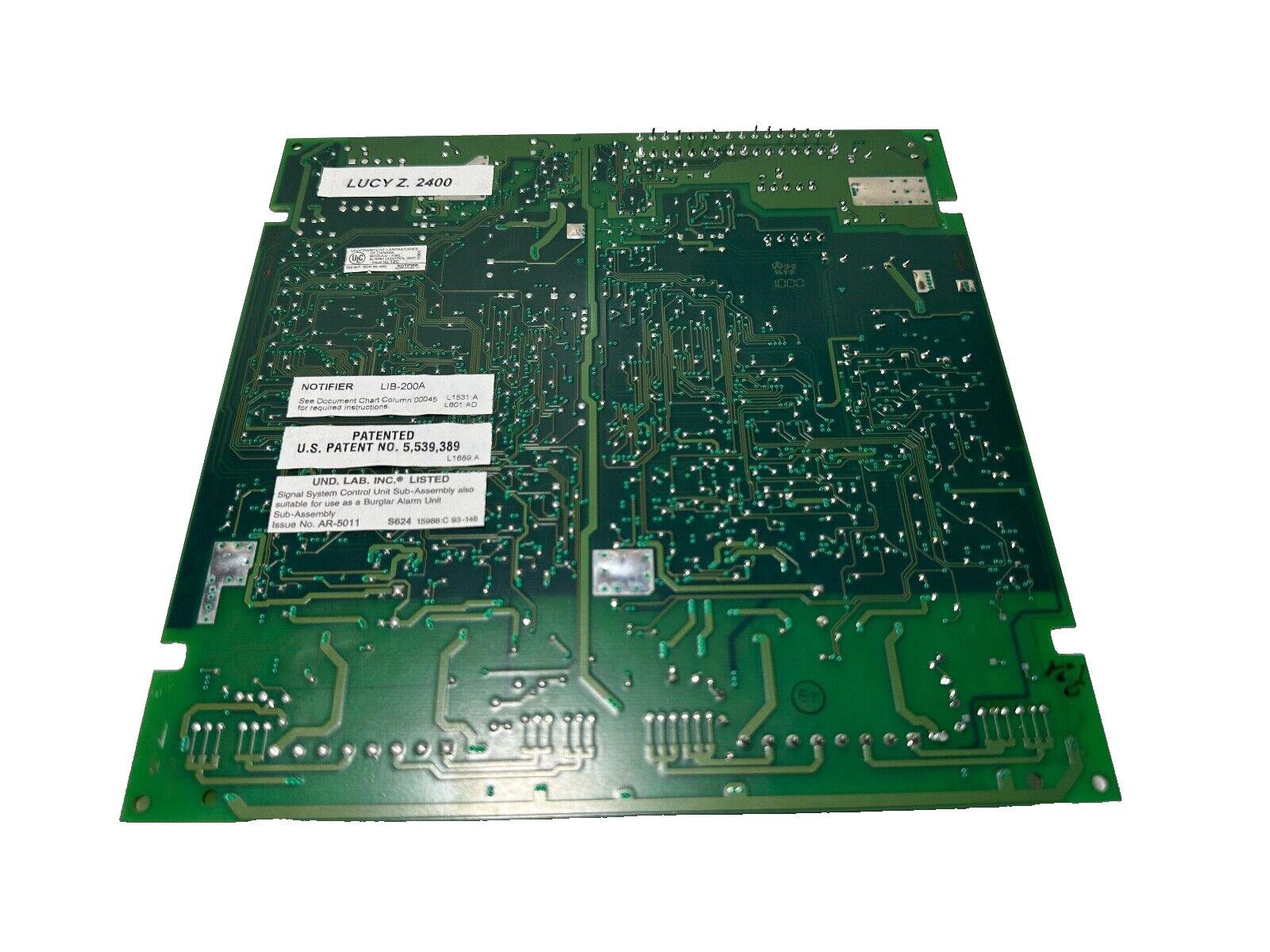 Green fire alarm control panel circuit board, LUCY Z. 2400, UL listed, patented, used equipment