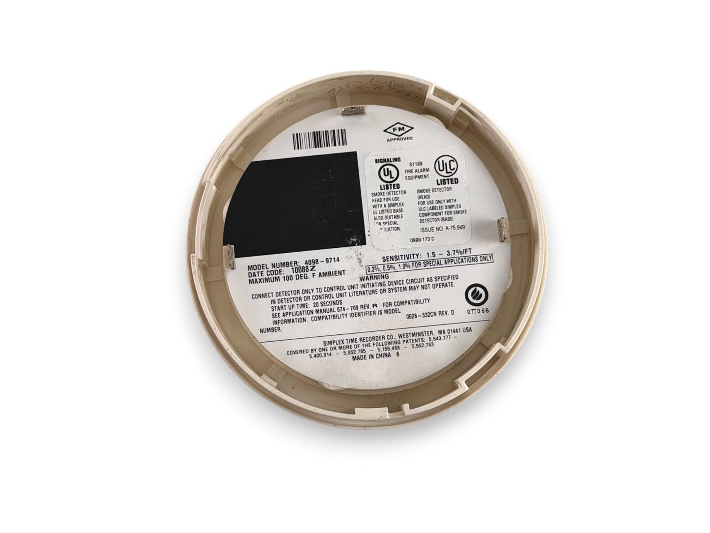 Simplex 4098-9714 Fire Alarm Smoke Detector Head