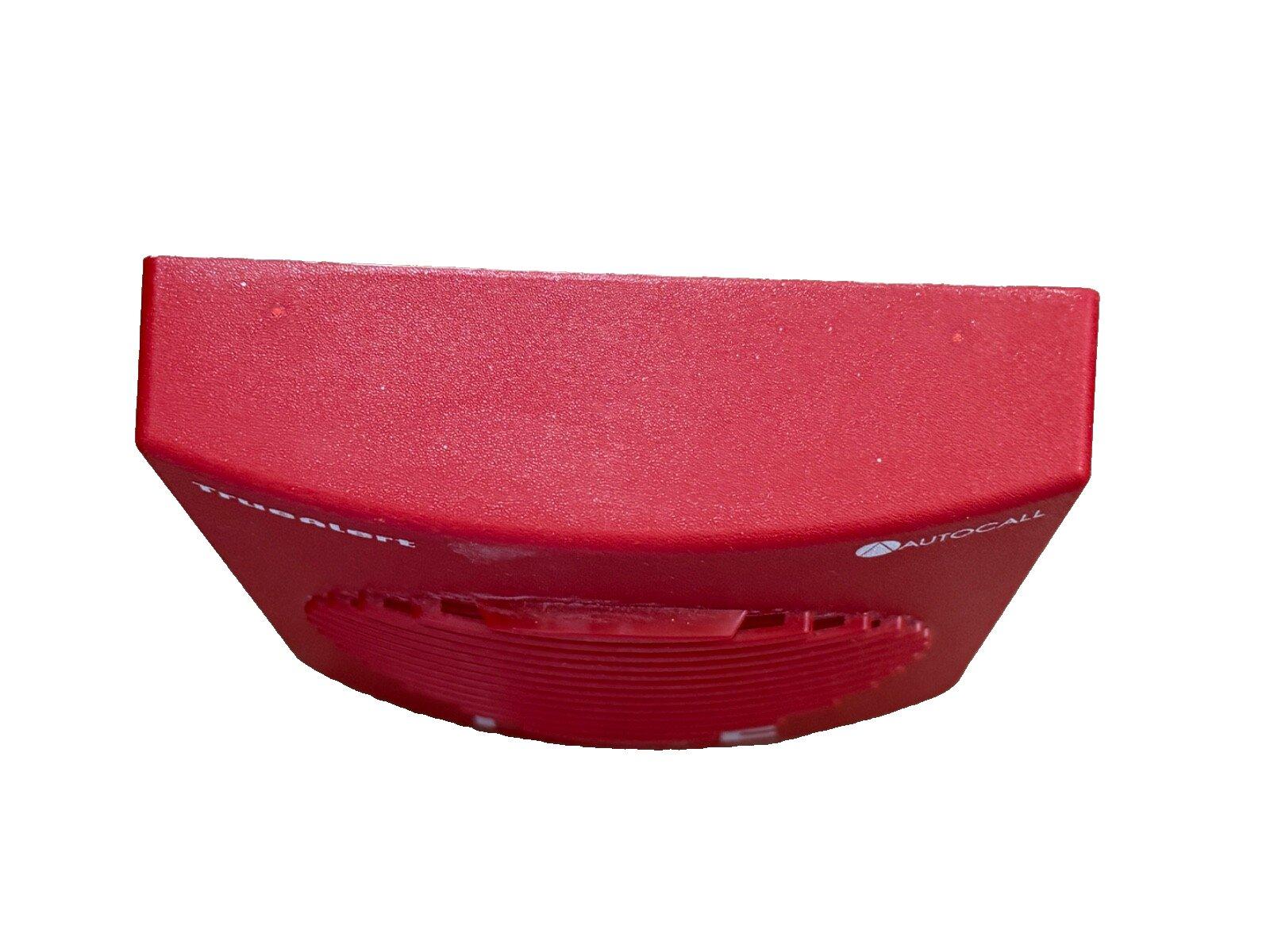Red TrueAlert fire alarm horn speaker with AutoCall branding, used in commercial fire safety systems